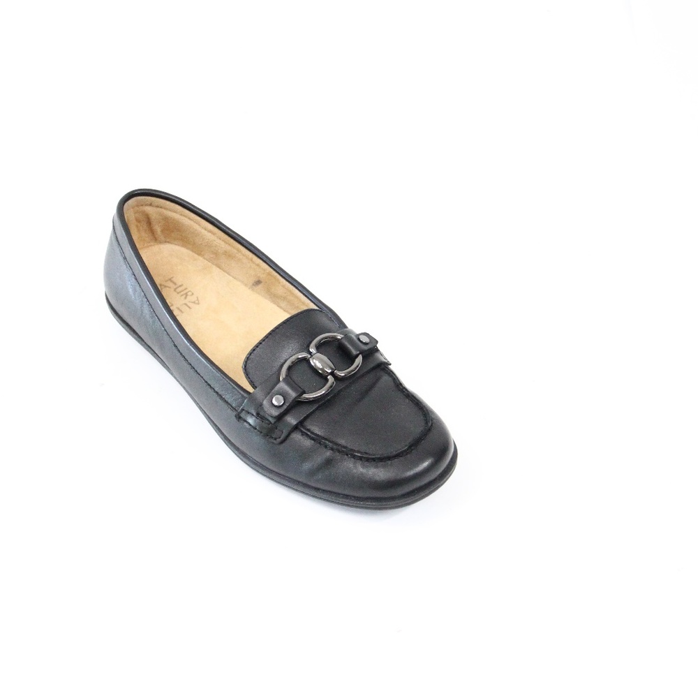 Naturalizer Black Loafer Sz Women Slip On Flat Leather Shoes Ainsley